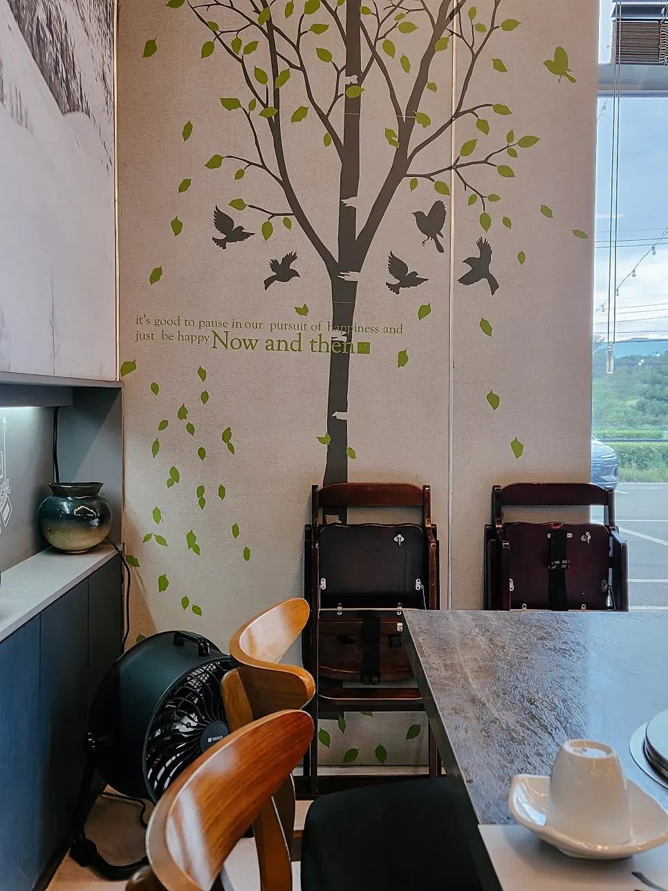 Seating with generous spacing between tables