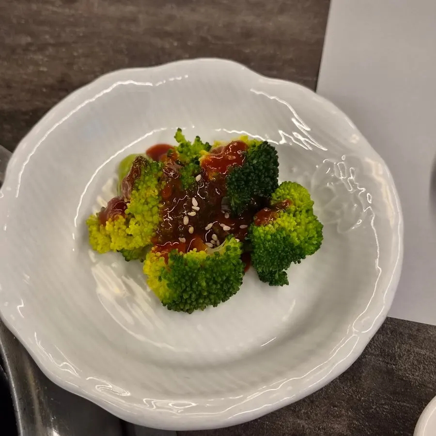 Sweet pumpkin salad and broccoli side dishes