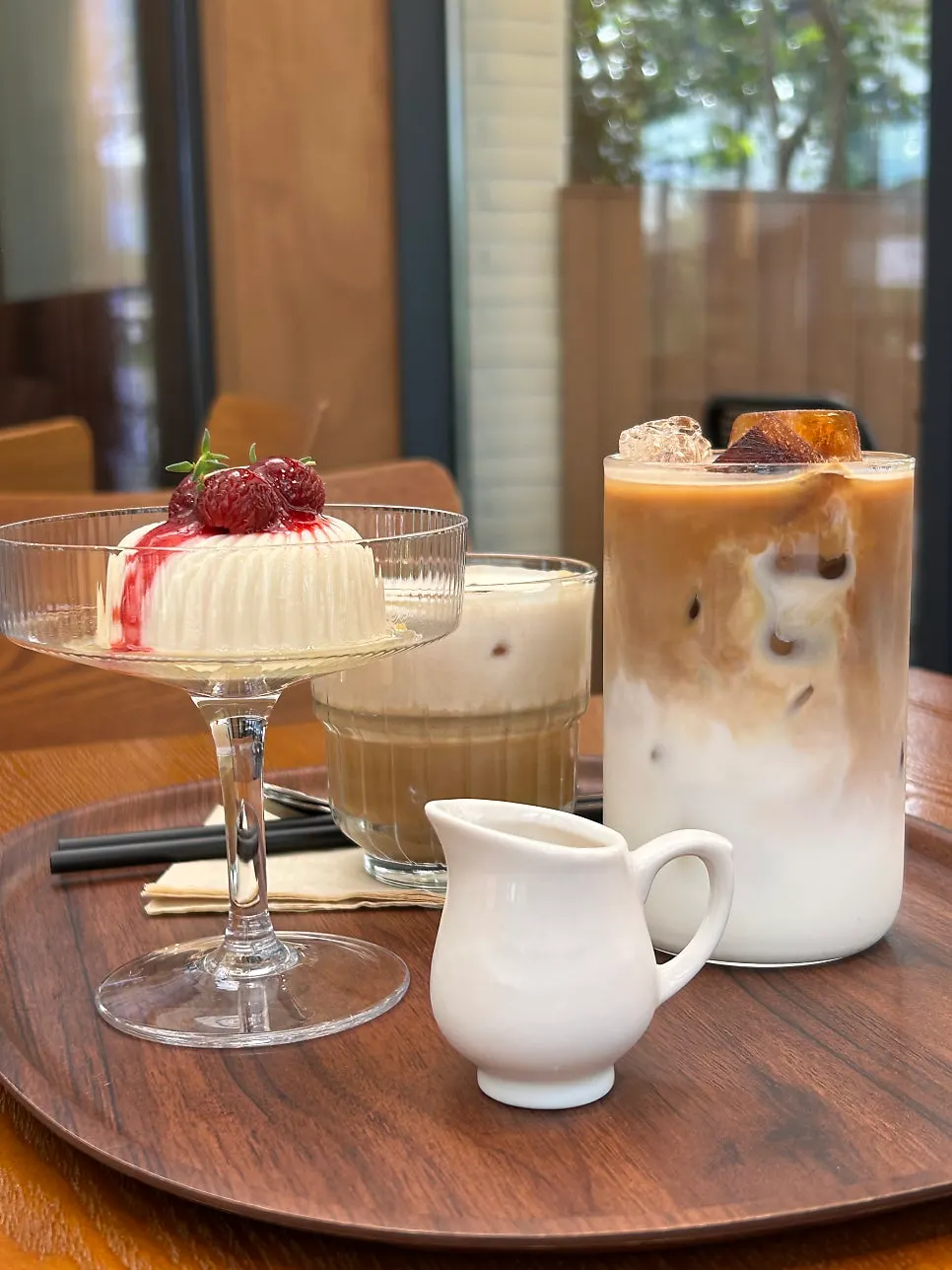 Iced latte made with coffee ice cubes