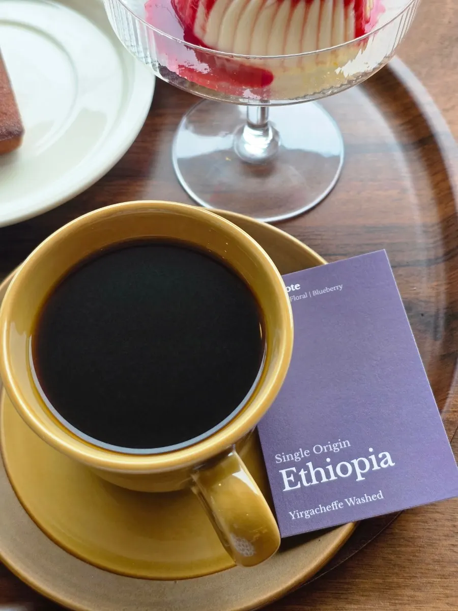 Ethiopia Aricha drip coffee in a pretty cup