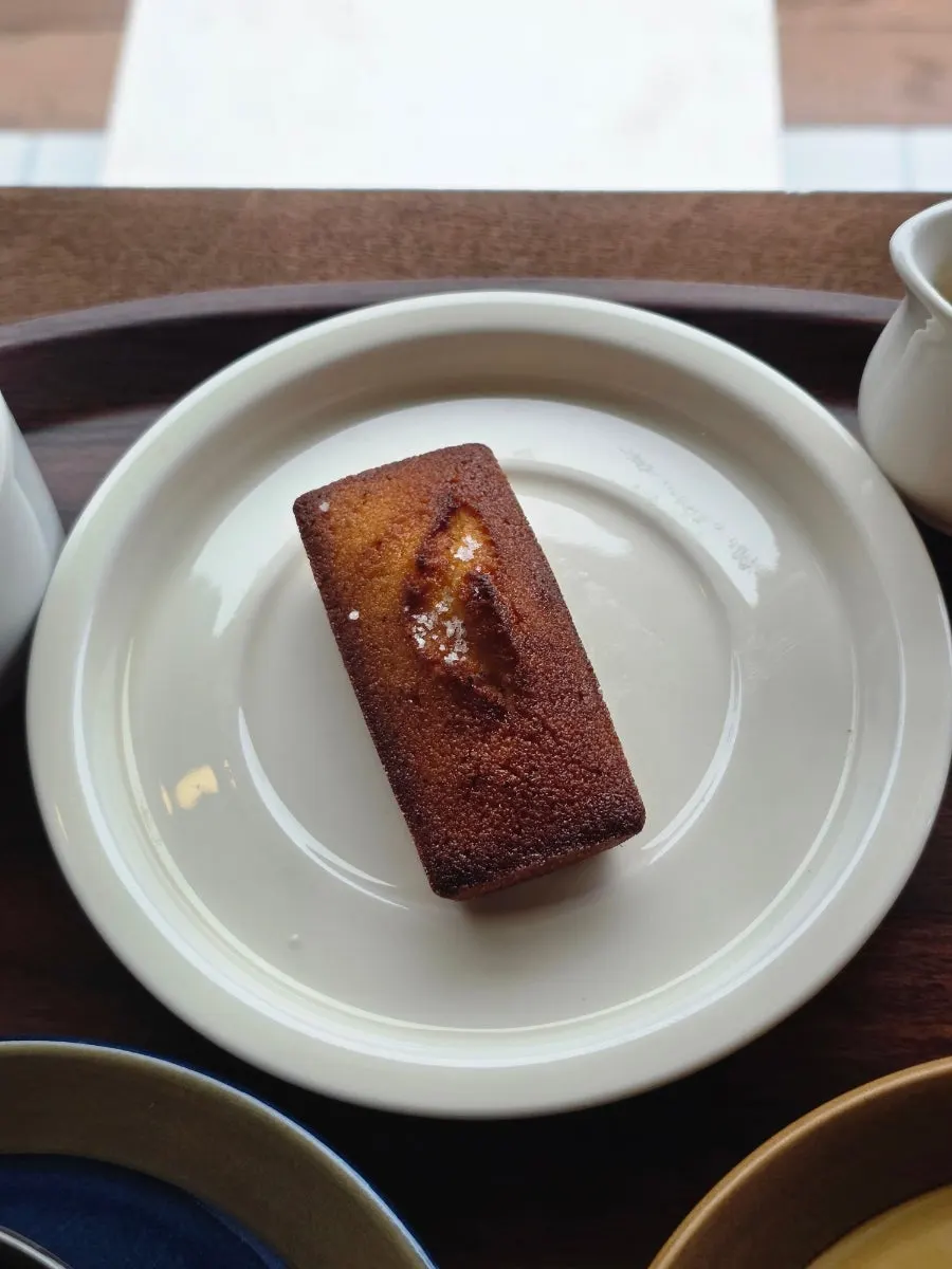 Salted vanilla financier with drip coffee
