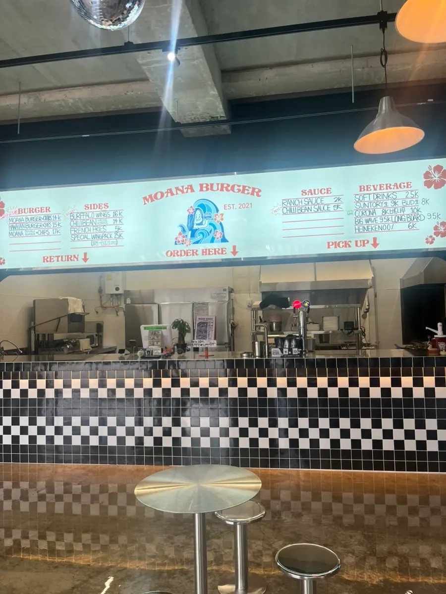 Interior decorations at Moana Burger