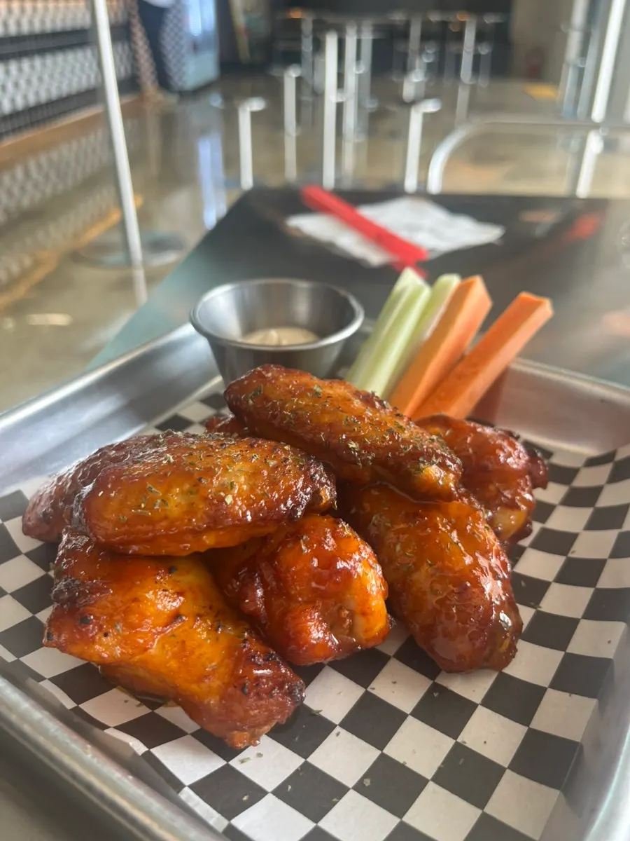 Spicy-sweet sauced buffalo wings