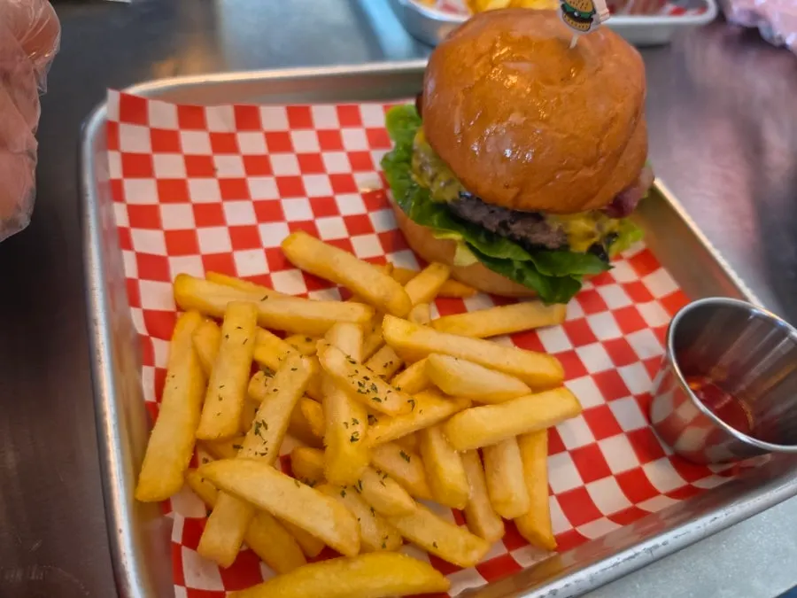Hawaiian Burger topped with sweet toppings