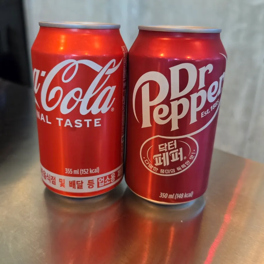 Dr Pepper and Coke ordered alongside the meal