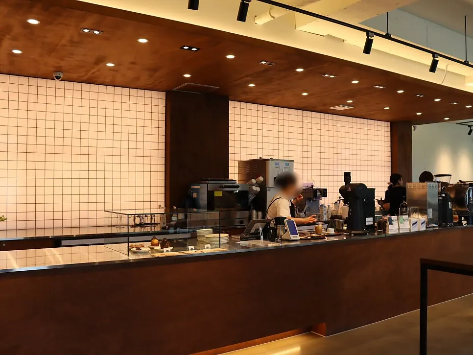 Café interior with wood-tone decor