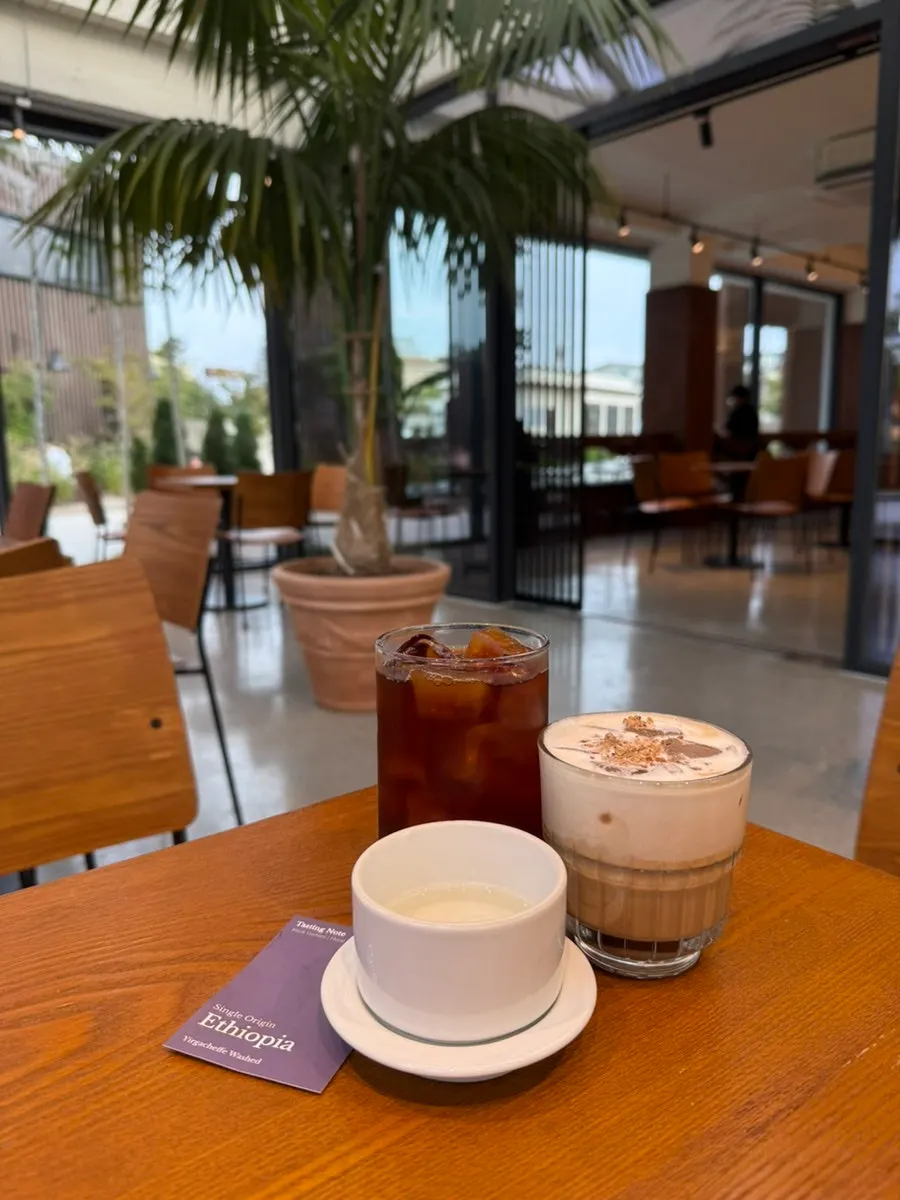Drip coffee setup with single-origin bean information