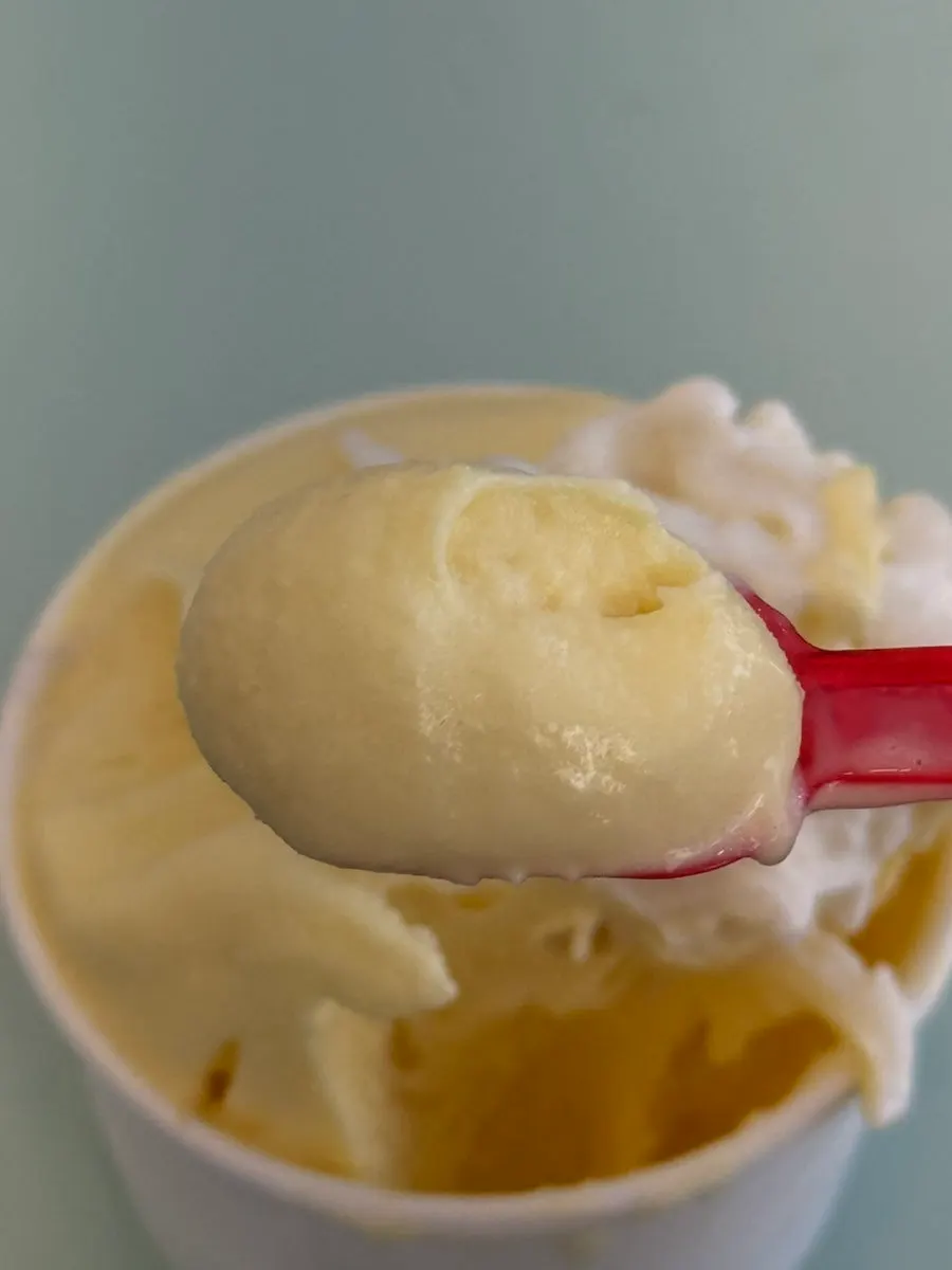 Corn gelato with a smooth texture