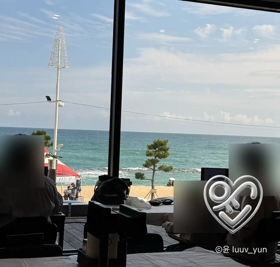 Gangmun ocean view through the 2nd-floor floor-to-ceiling windows