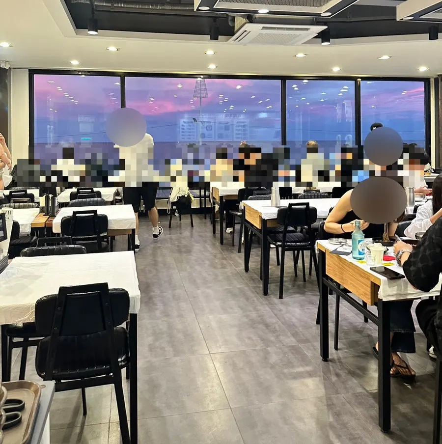 Sunset over Gangmun Beach seen through the second floor window