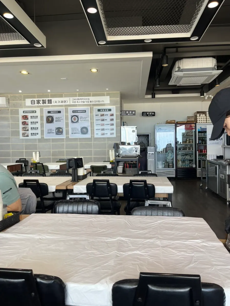 Spaced-out tables on the 2nd floor of Gossi's Donghae Makguksu