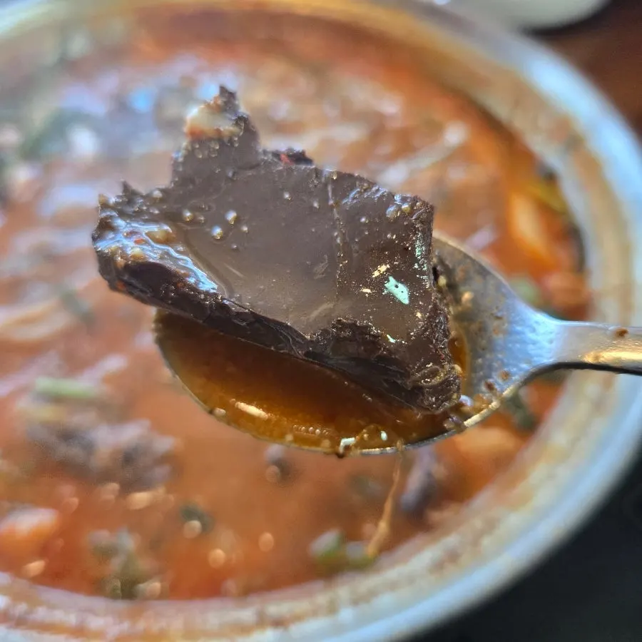 Broth of the table-cooked beef tripe hot pot