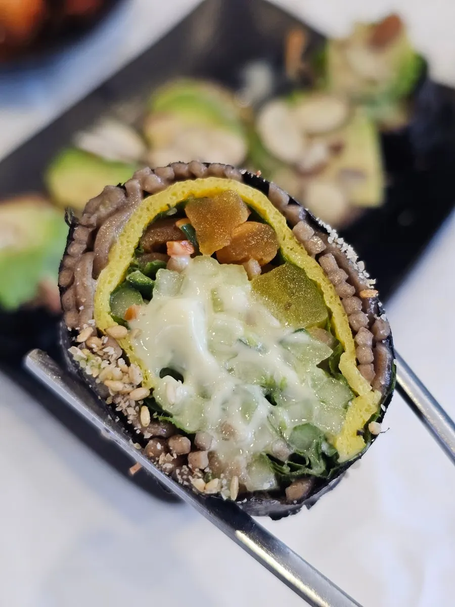 Signage about the patent-pending buckwheat keto gimbap