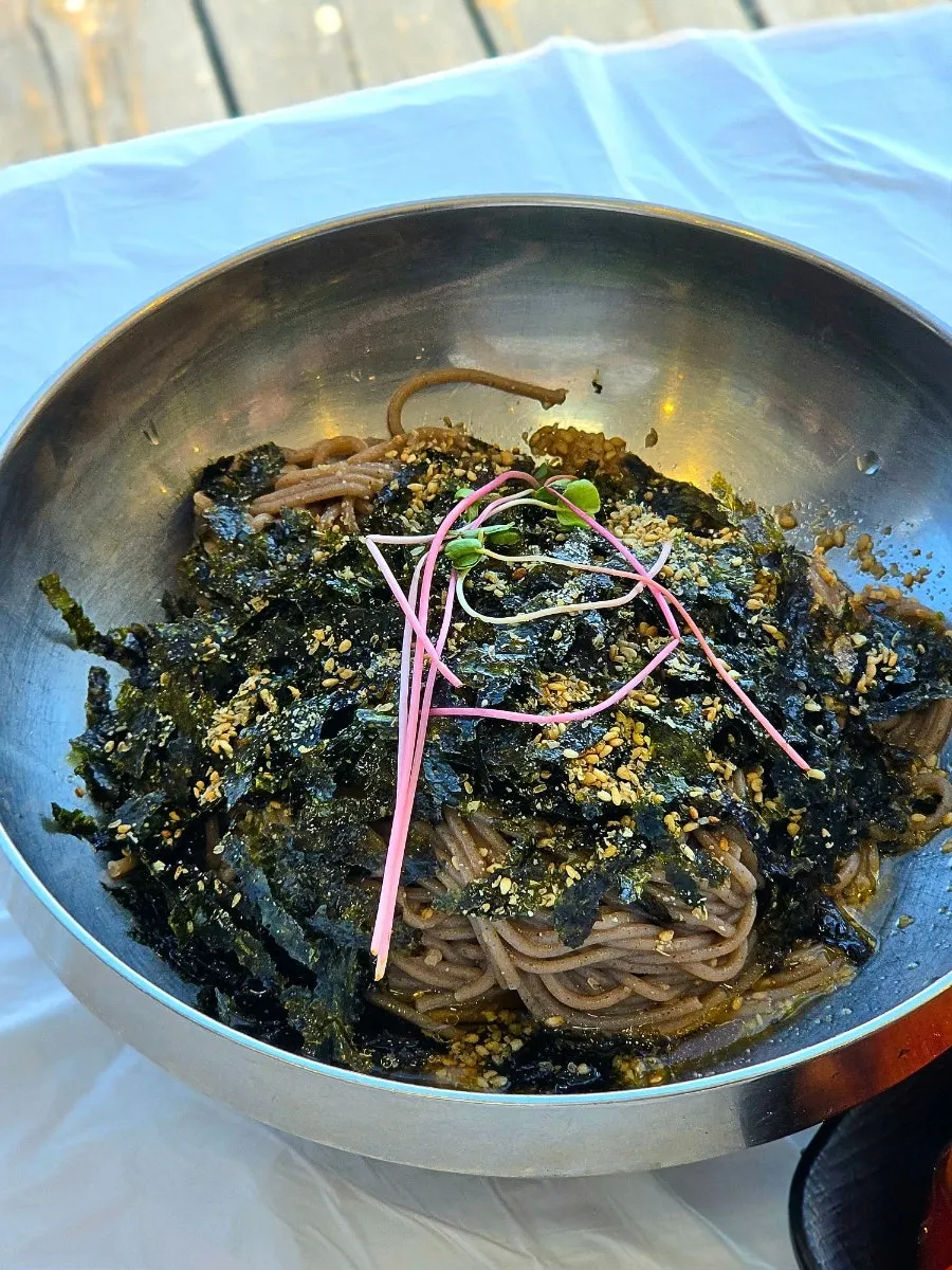 Perilla oil makguksu served with broth