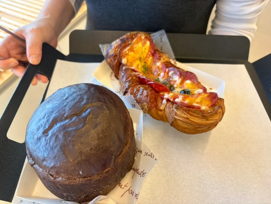 Sweet chocolate bread and an Americano
