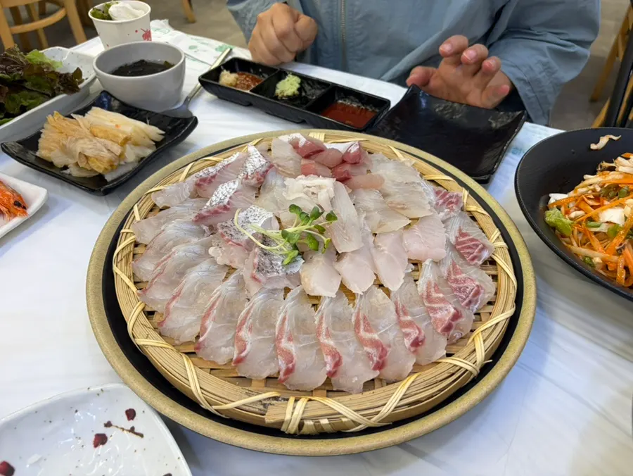 Neatly arranged seasonal assorted sashimi