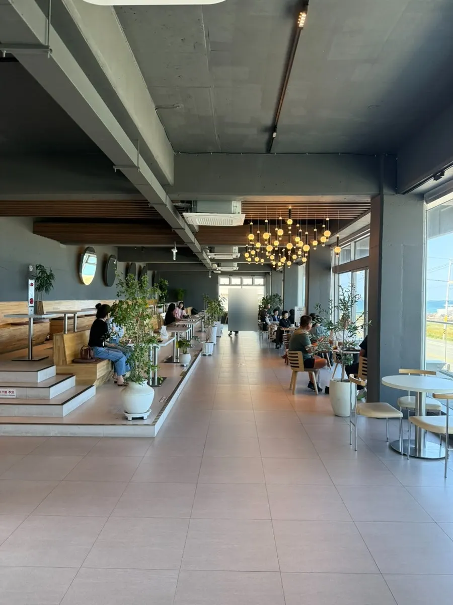 Ocean view from the windows of Baegya Coffee's 2nd floor