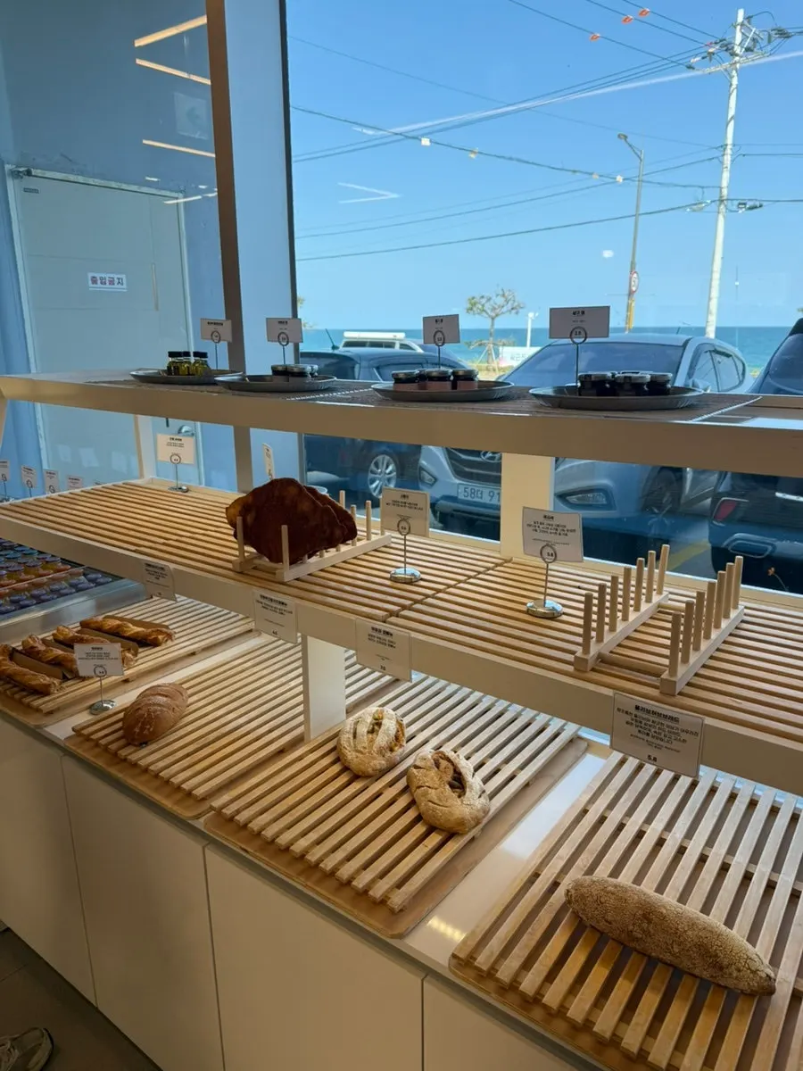 Bakery display case at Baegya Coffee