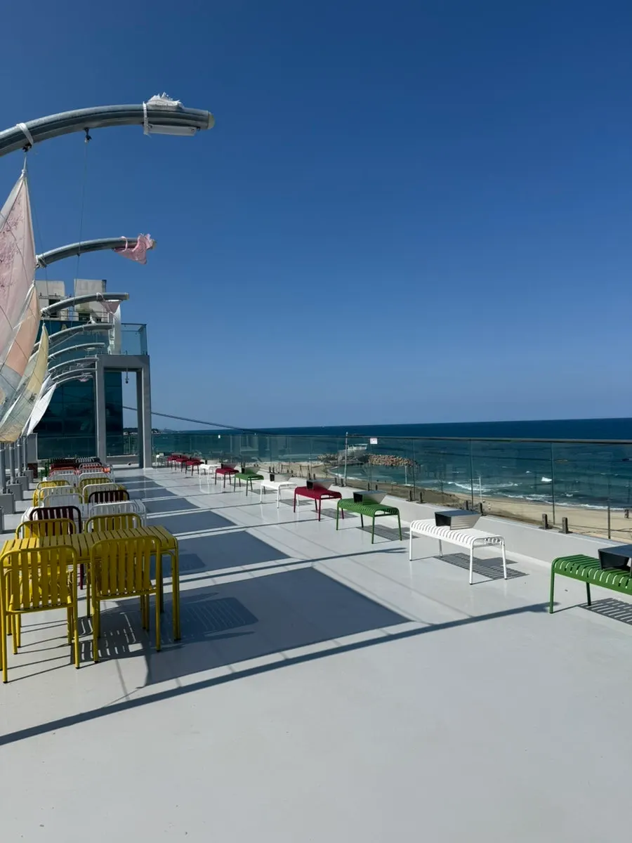 View of the Gangneung sea from Baegya Coffee's rooftop