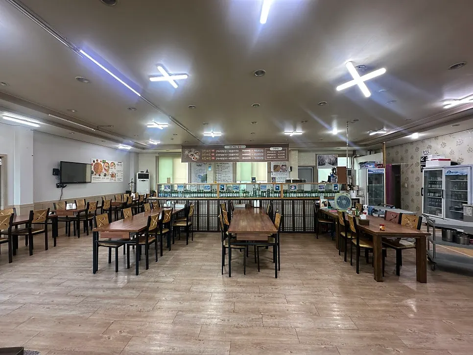 Interior with generous spacing between tables