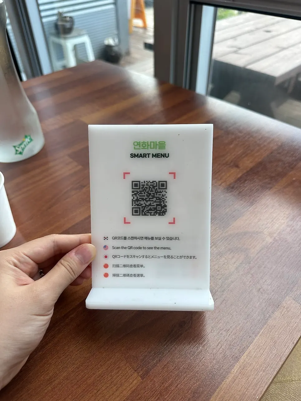 Mobile menu viewed via QR code