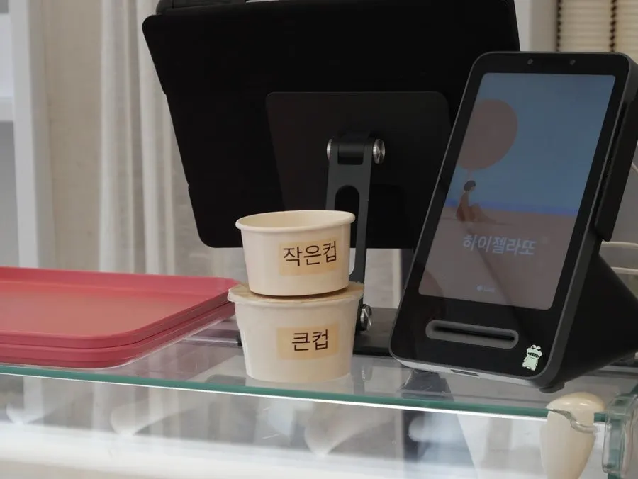 Order options at Hi Gelato: cups and box