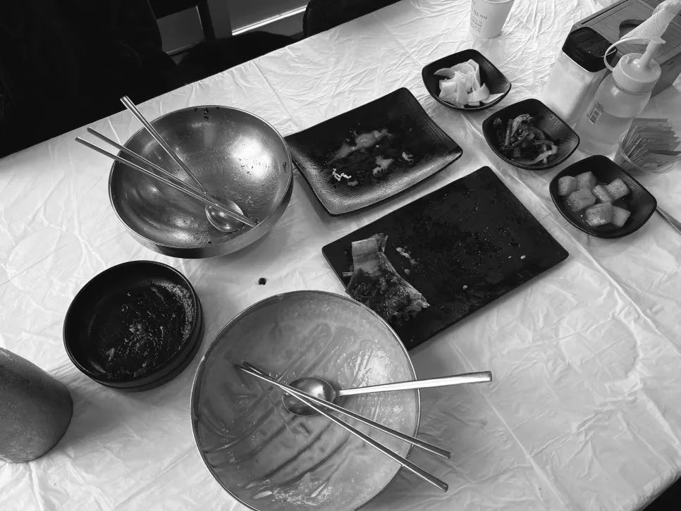 Table after finishing the meal