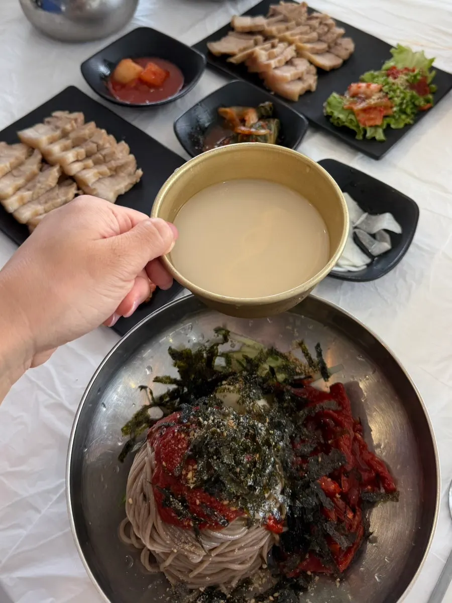 The table near the end of the meal
