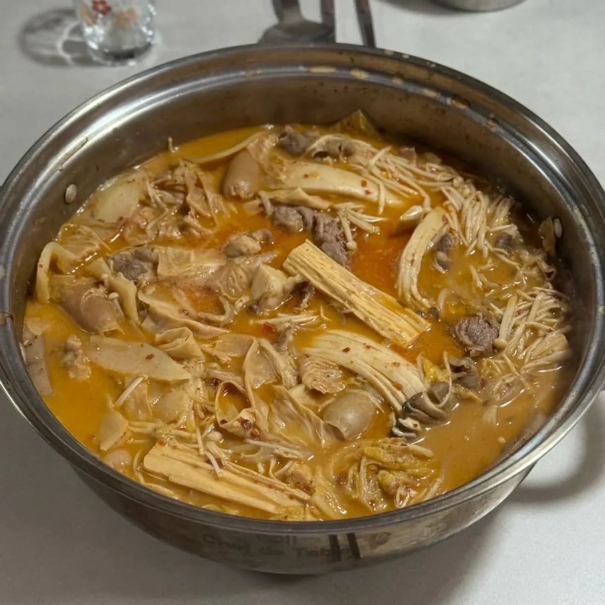 Rich broth malatang reheated at home