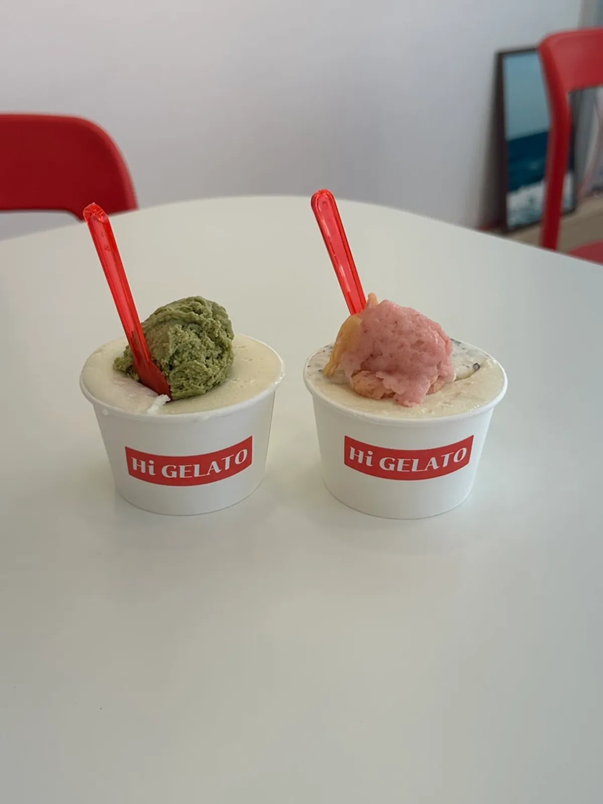 Two large cups from Hi Gelato