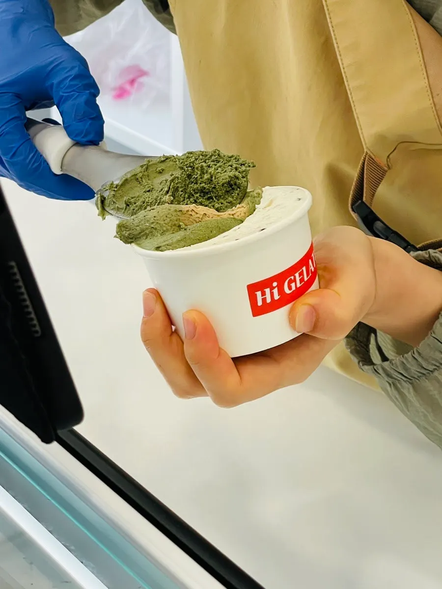 Generously piled chewy gelato