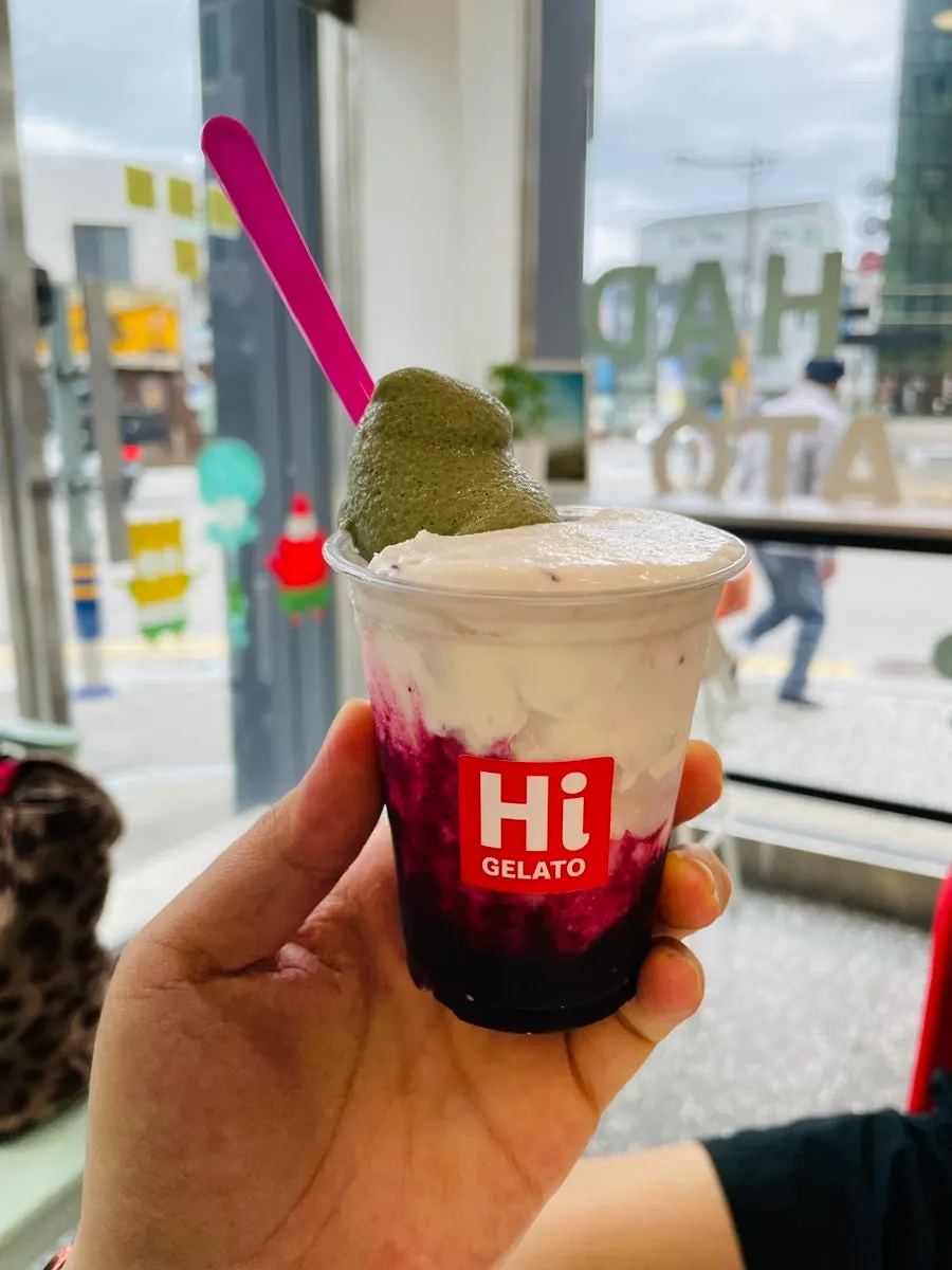 Dense, chewy mugwort rice cake flavor gelato