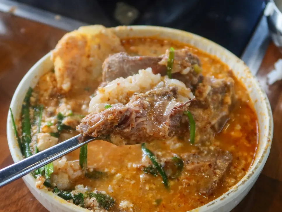 Tender gamjatang meat falling off the bone