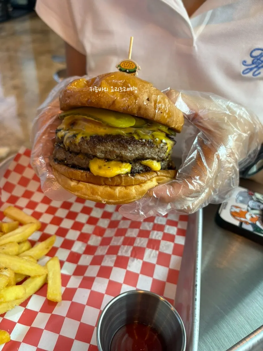 Moana Double Burger with two patties and two slices of cheese