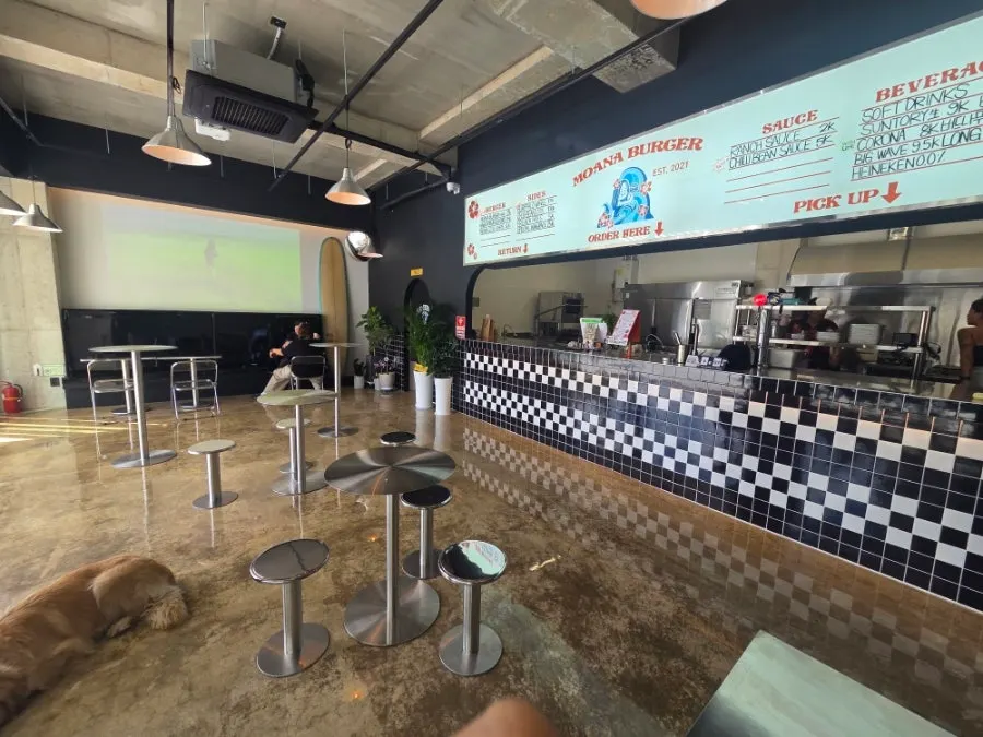 View near the entrance of Moana Burger