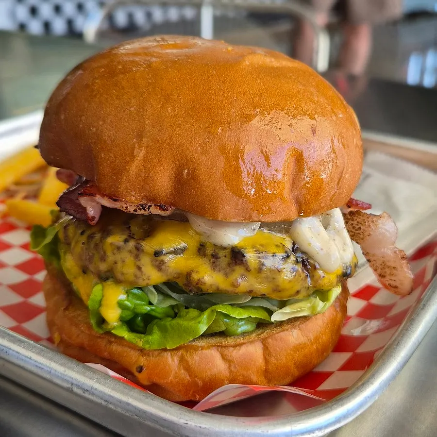 Moana Burger being cooked after ordering