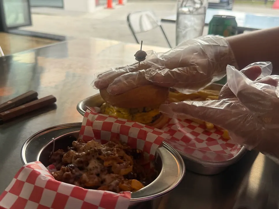 Handmade burger spread with chili bean sauce