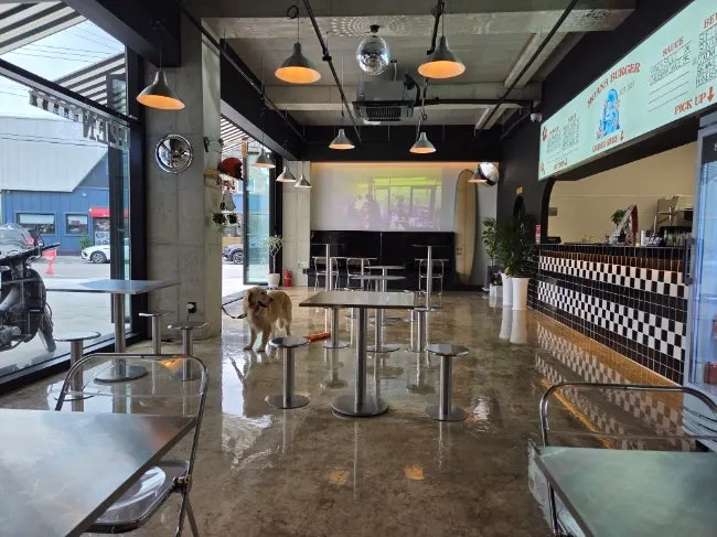Moana Burger open kitchen and interior