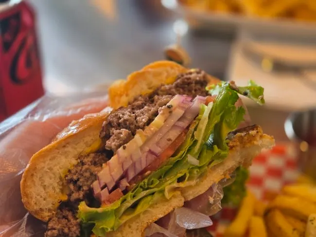 Moana Burger served with fries