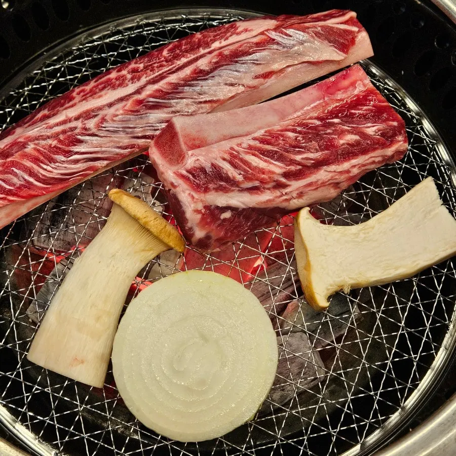 Charcoal grill brought to the table