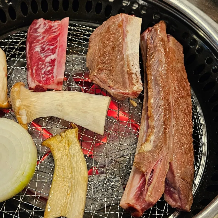 Cross-section of well-grilled woo-dae galbi