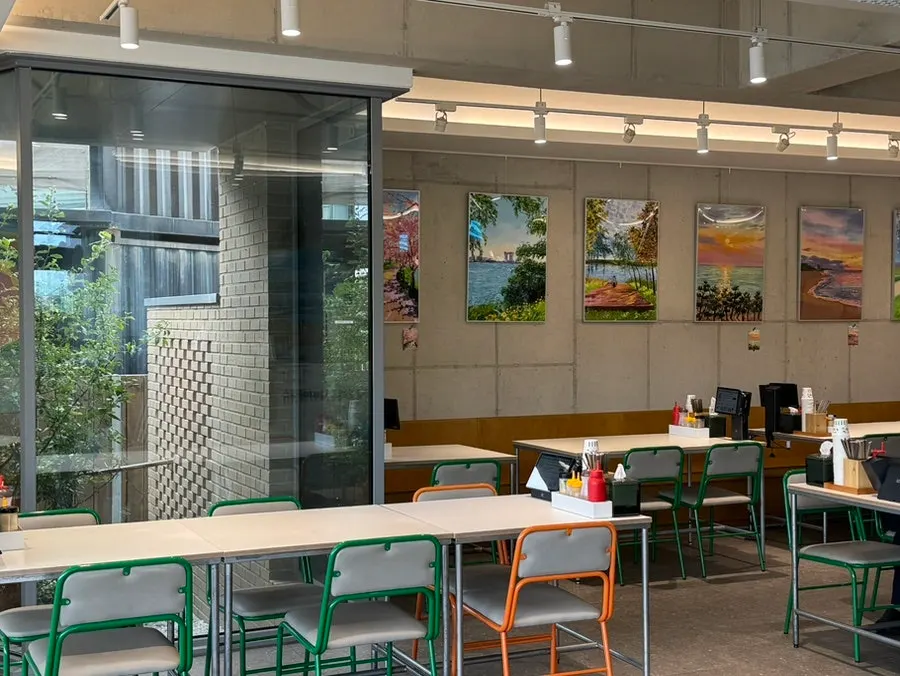 Dining hall with 2-top and group tables