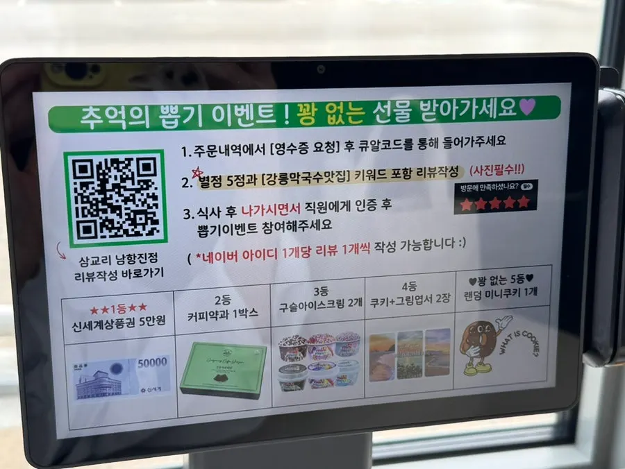 Sign explaining the nostalgic lucky-draw review event
