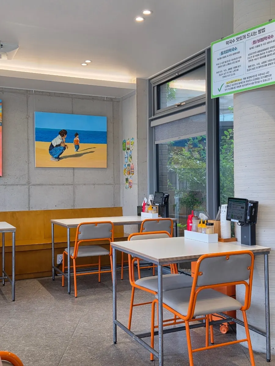 Clean interior with a view of the outside through the windows