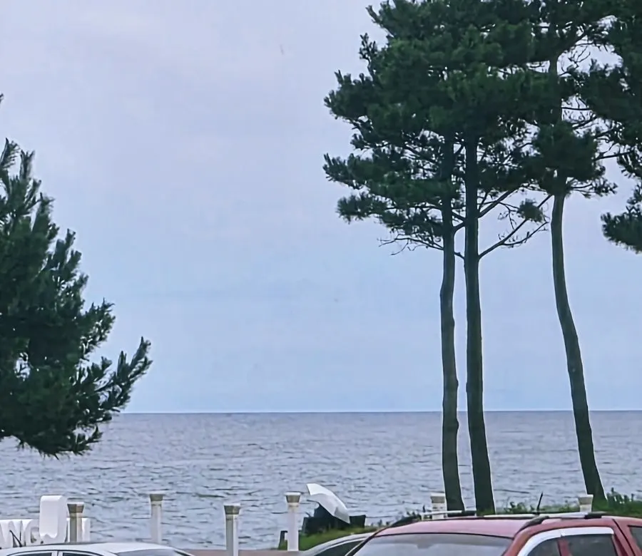Wide shot of the ocean view at Namhangjin Beach