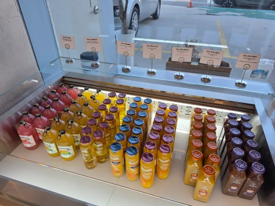 Wide shot of the bread display shelf at Baegya Coffee