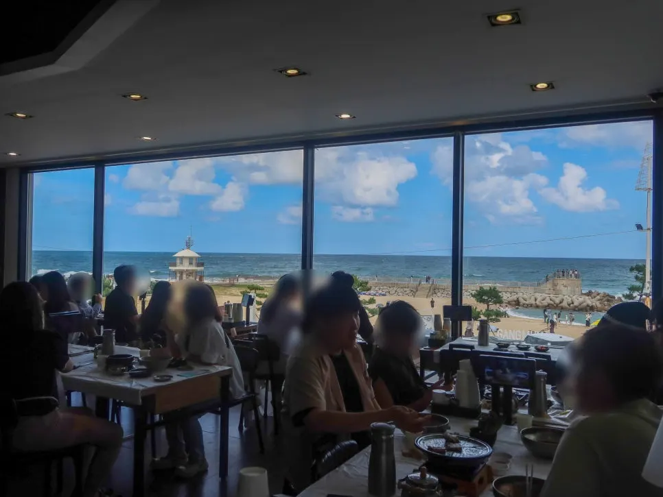Ocean-view seating at Gossi's Donghae Makguksu