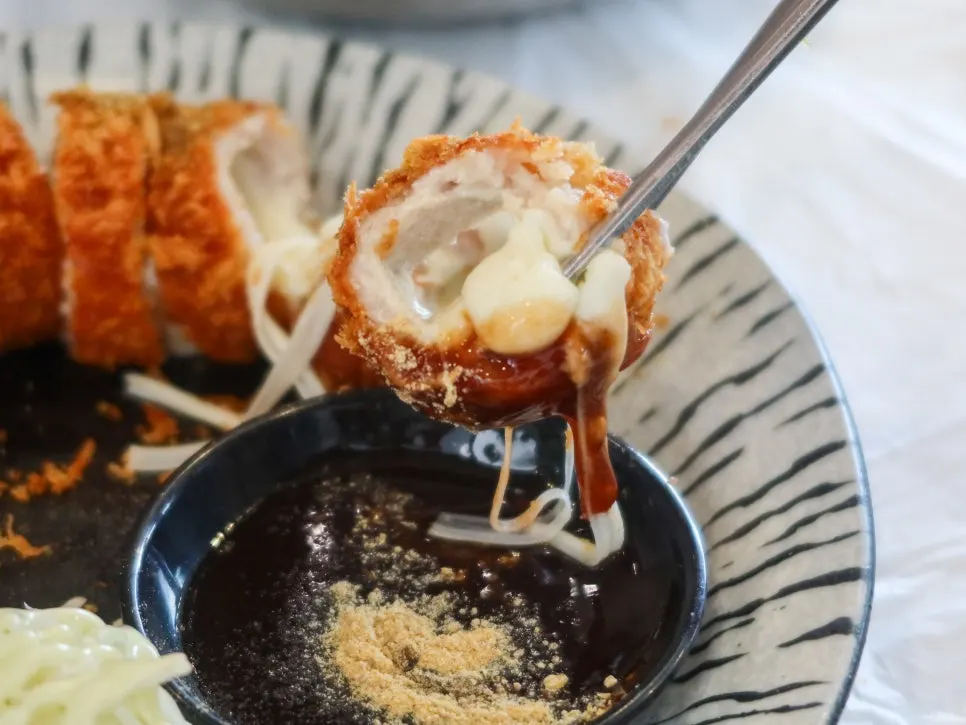 Cheese roll cutlet with tonkatsu sauce