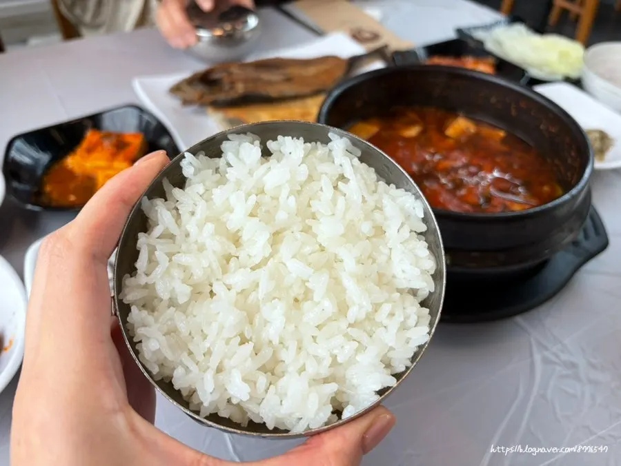 A spoonful of simmering doenjang jjigae