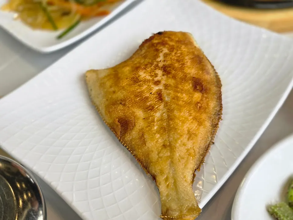 The Saimdang Hanjang for two, with grilled flounder and jeyuk bokkeum added